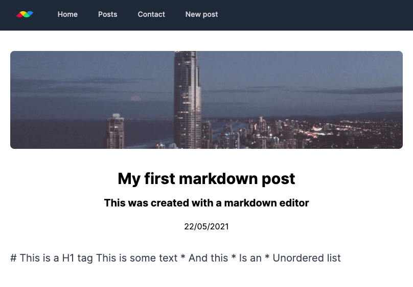 Post showing markdown